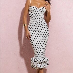 Club L London Black and White Bodycon Midi Dress